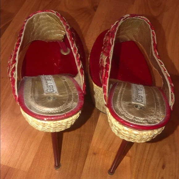 Gianmarco Lorenzi Red Platform Stiletto Heels. Red Patent Leather. EU 37, US 7. - Picture 4 of 9